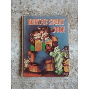 Bedtime Story Book Saalfield 1938 Anthropomorphic Childrens Fairytale Litho HCDJ